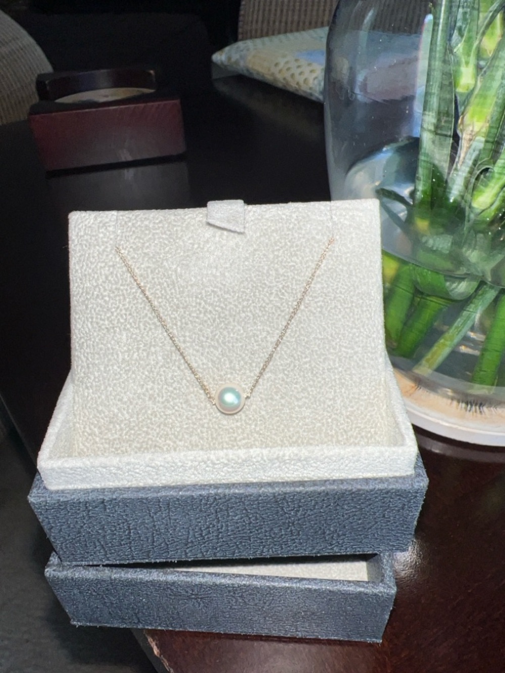 NIB- 14K Gold-Floating Pearl Pendant Necklace